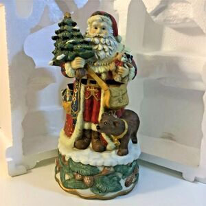 Vintage 12"Jolly Ole St Nick Santa Musical Santa Holding Christmas Tree 062924